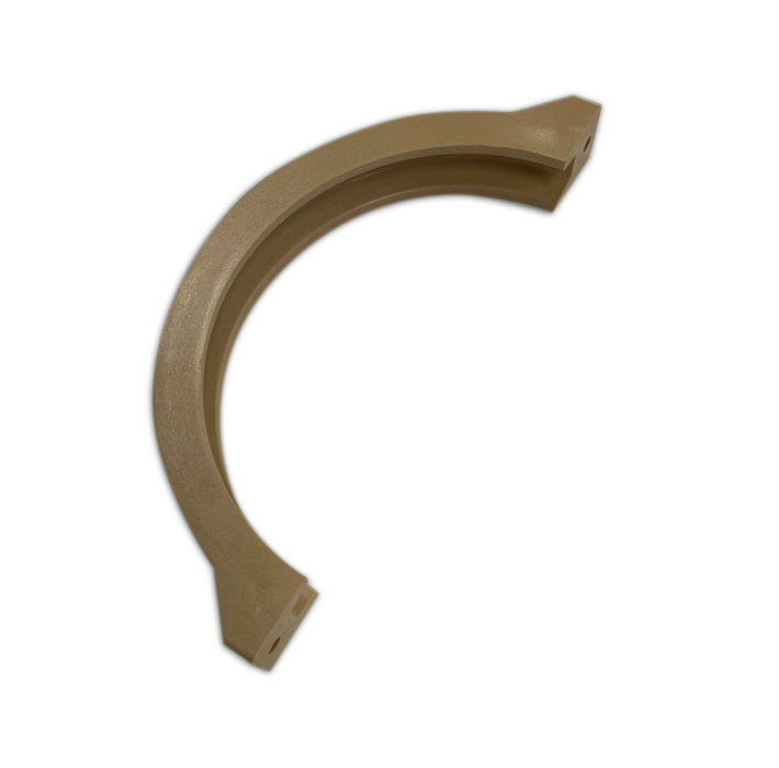 Brown curved plastic ring segment on a white background