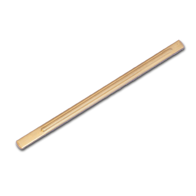 Light wooden ruler or straightedge on a white background