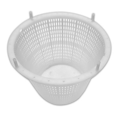 White plastic colander basket with perforated sides and handles