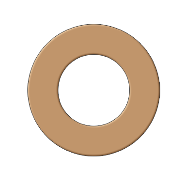 Tan circular beige ring with a white center on a white background