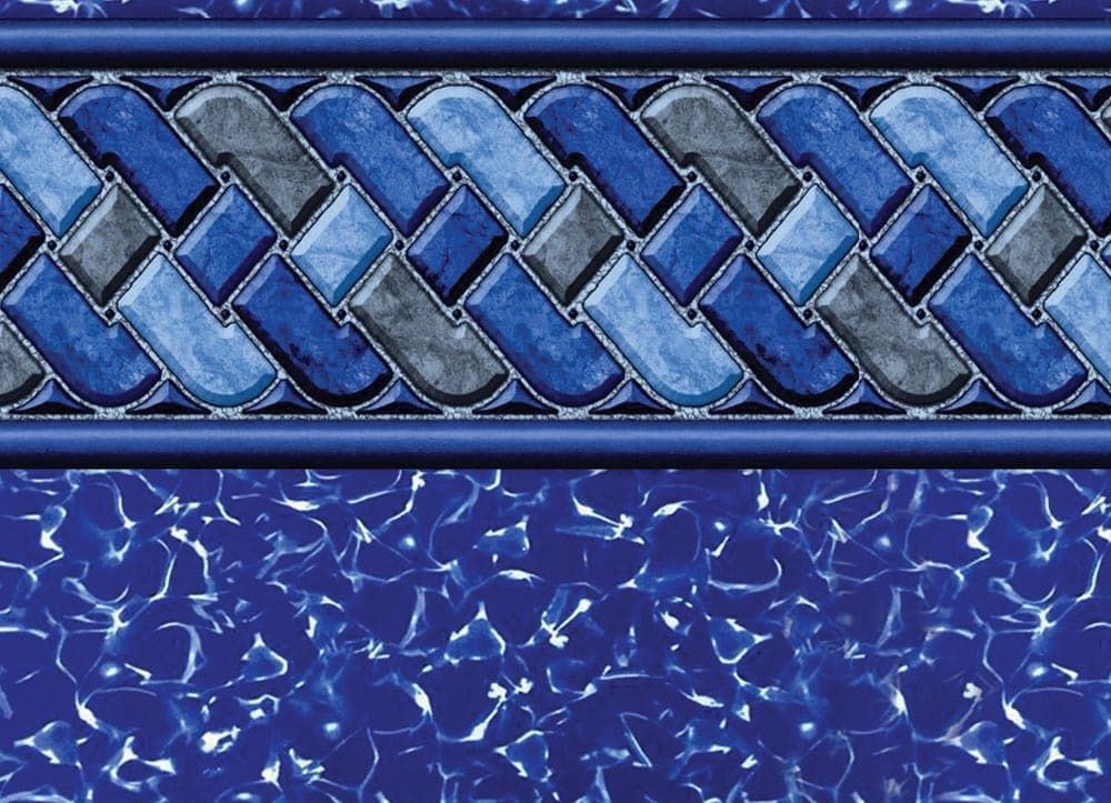 Blue woven-tile pattern above a rippling blue water texture