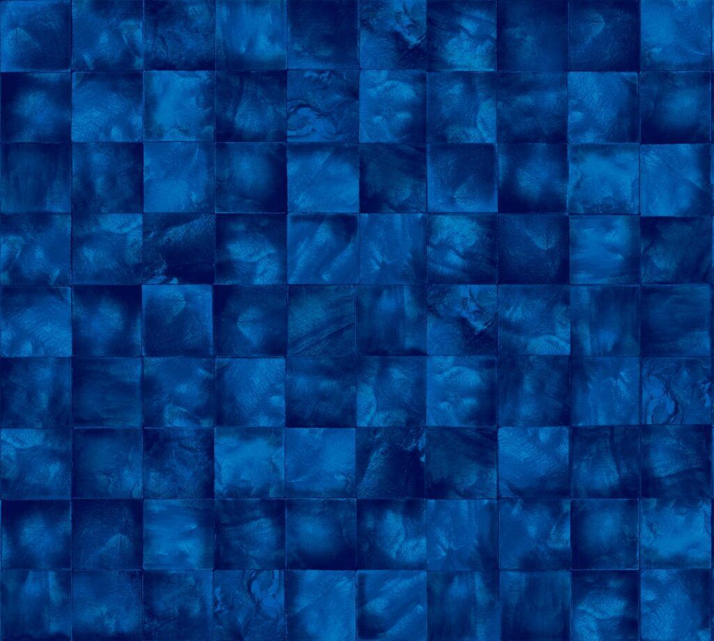 Blue abstract tiled pattern with textured square blocks