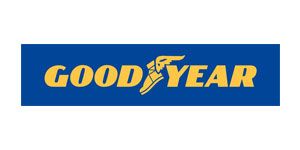 Goodyear logo in yellow on a blue background