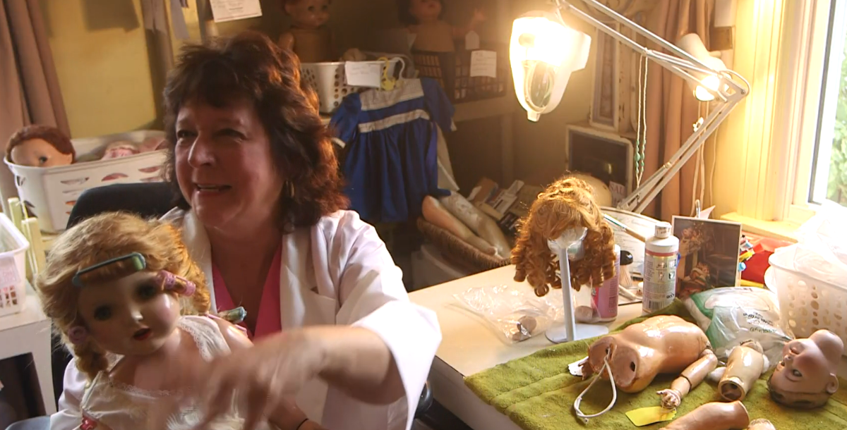 dr. Kathleen working on dolls