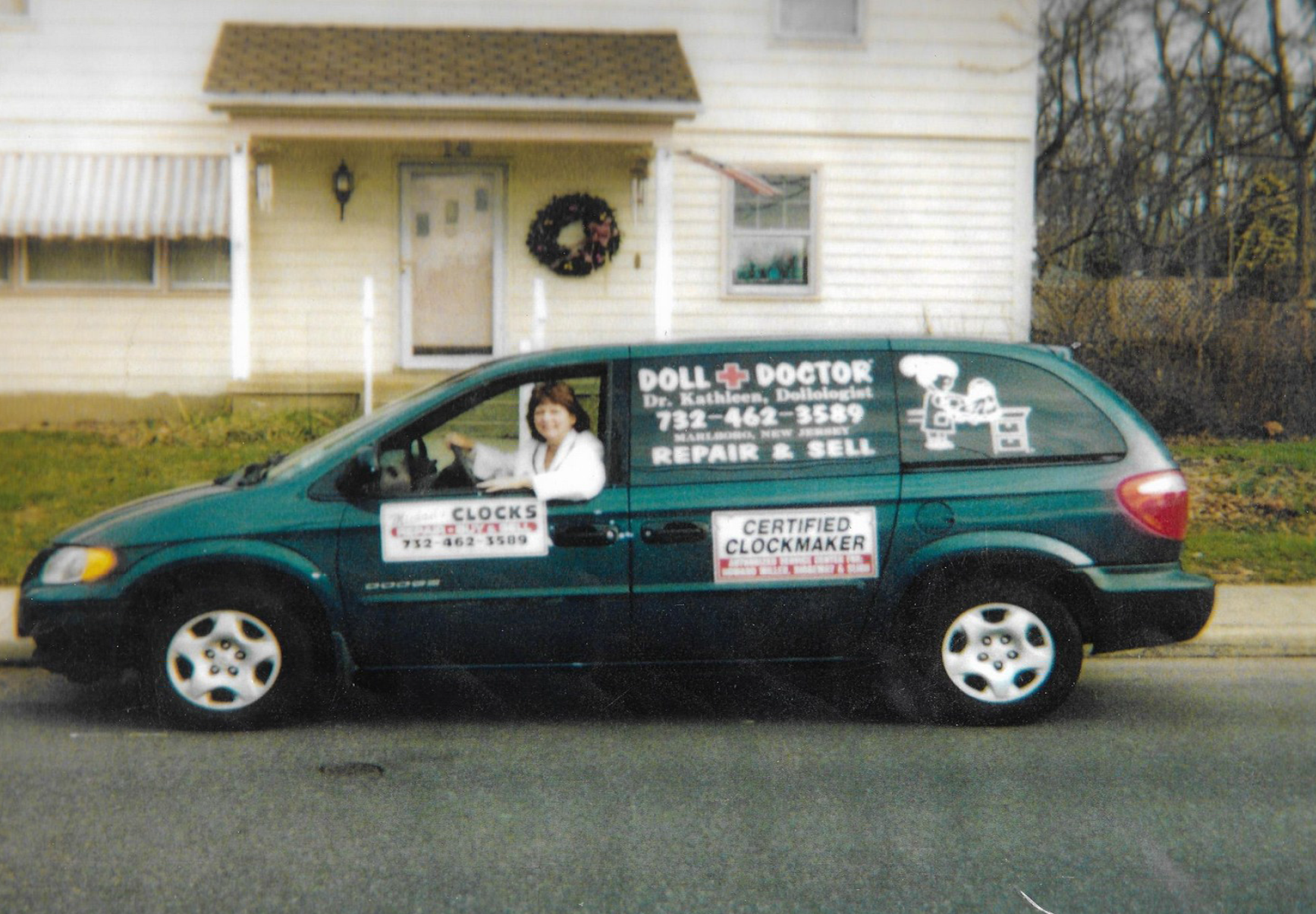 Doll Doctor Kathleen inside the service vehicle.