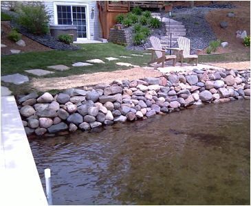 a couple of chairs sitting next to a body of water