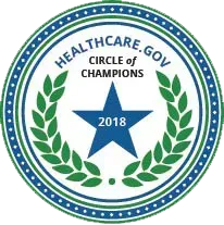 The logo for the healthcare gov circle of champions in 2018.
