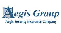Logo for Aegis Group, blue text on white; shield emblem.