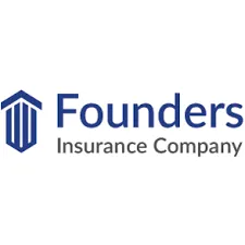 Logo for Founders Insurance Company: Blue hexagonal emblem next to blue text.