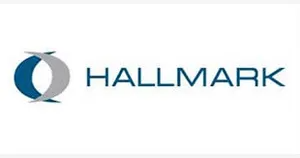 Hallmark logo with blue and gray crescent shape and company name in blue.