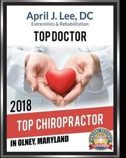A poster for april j. lee dc top chiropractor in olney maryland