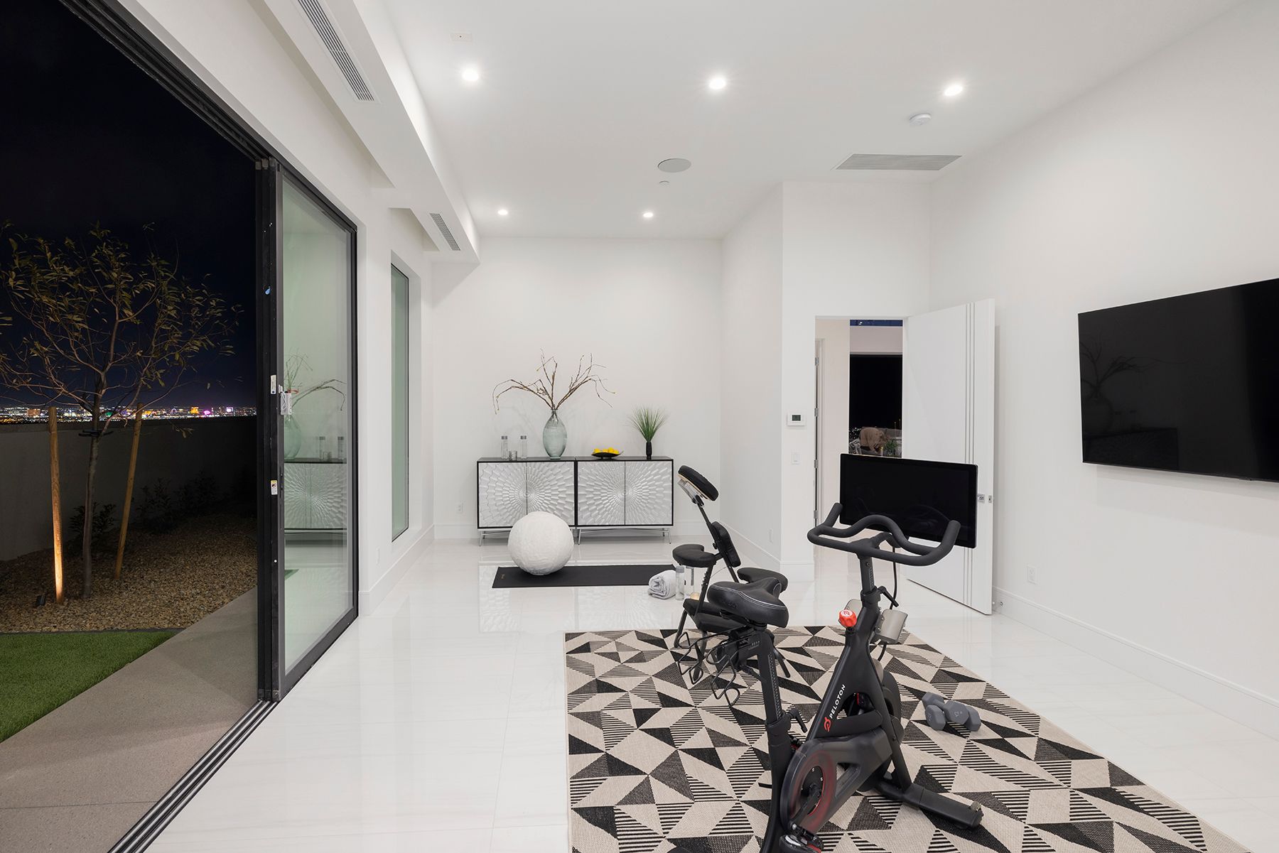 there is a bicycle in the middle of the room