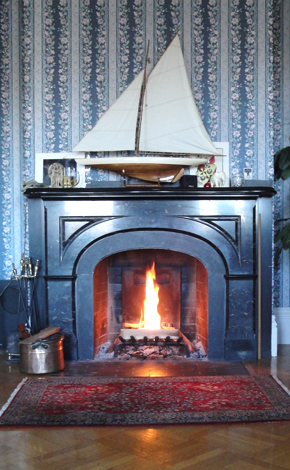 A fireplace with decor