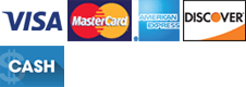 Visa | MasterCard | American Express | Discover | Cash