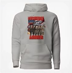 Gray hoodie with a graphic of U.S. Marines and the American flag.