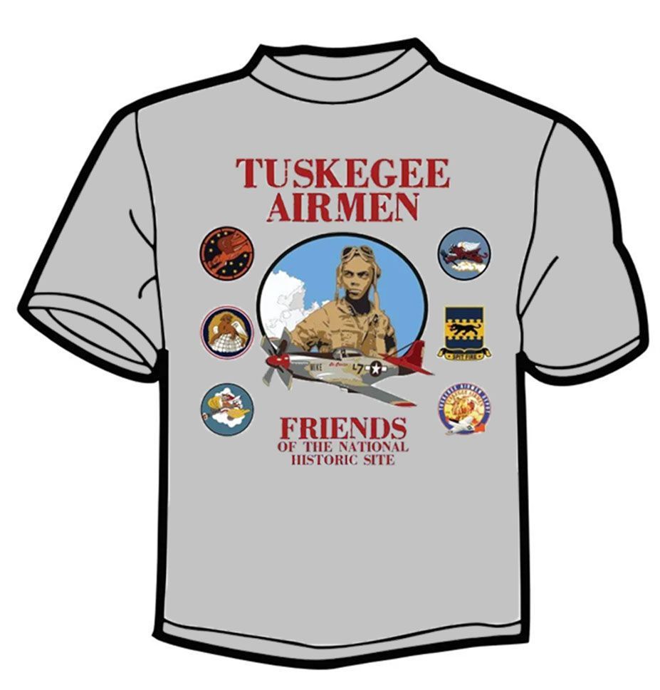 Friends Of Tuskegee Airmen National Historic Site Inc. T- Shirts With Unit Patches Gray