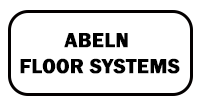 A white rectangular sign with rounded black corners, featuring the black text "ABELN FLOOR SYSTEMS" in bold, sans-serif font.