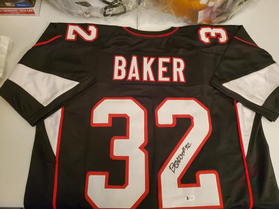 A black jersey with the name baker on it