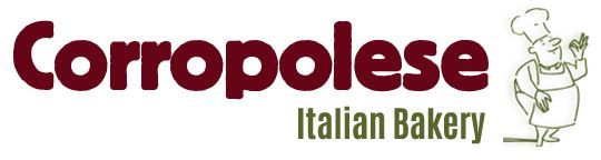 The logo for corropolese italian bakery has a chef on it