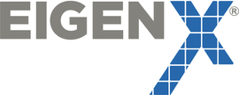 The eigen x logo is on a black background