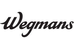 A black and white logo for wegmans on a white background.
