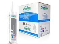 A bottle of chemlink m-1 silicone sealant next to a box.