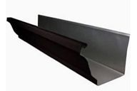 A close up of a gutter on a white background.