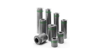 A group of cylinders with holes in them on a white background.