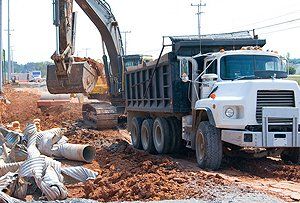 Excavator loading dumptruck