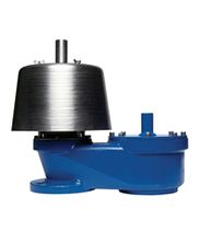 Blue industrial equipment with a metallic cap.
