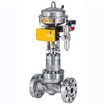Industrial control valve with a pneumatic actuator.