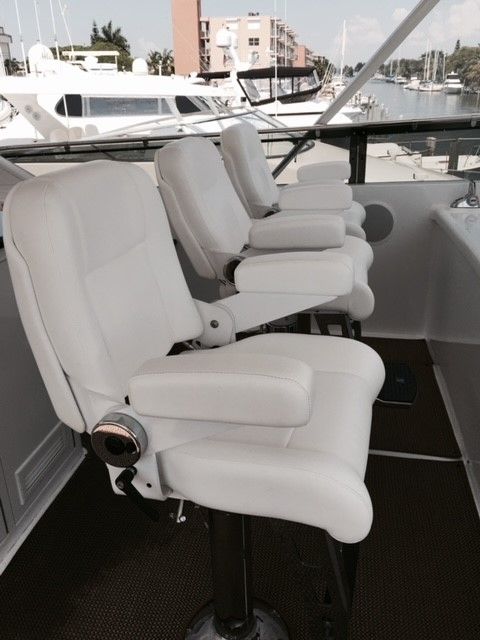 white captains chair in a yacht