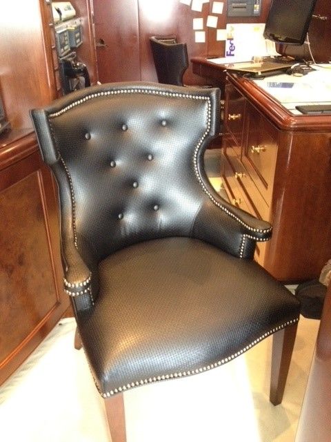 black captains chair on a yacht
