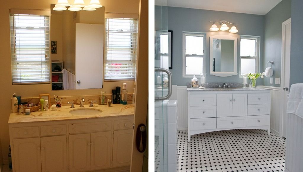 Bathroom vanity before and after remodeling