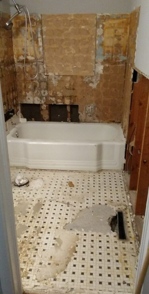 During construction of bathroom remodeling