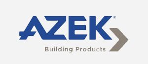 The azek building products logo is blue and gray on a white background.