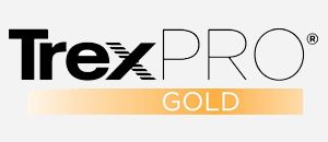 The trex pro gold logo is on a white background.