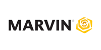 Marvin logo: black text with a gold, rose-shaped graphic on a white background.