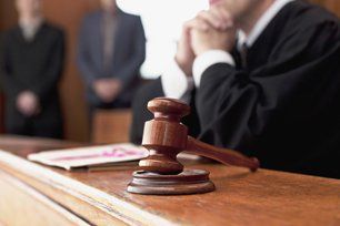 Judge and gavel in courtroom