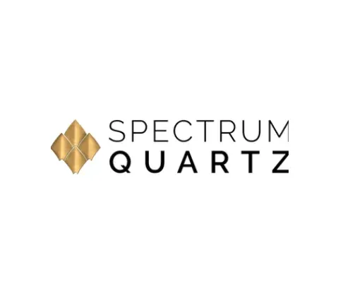 Logo for Spectrum Quartz: gold geometric design next to text 