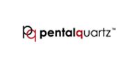Logo for Pentalquartz, black and red text on white background.