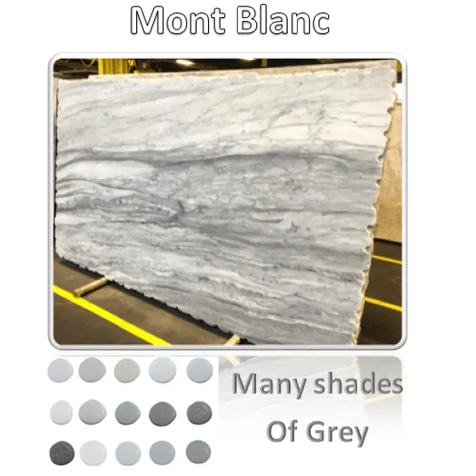 Mont Blanc marble slab with shades of gray.