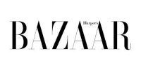 The logo for harper 's bazaar magazine is black and white.