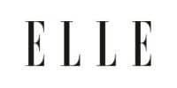 A black and white logo for elle magazine on a white background.