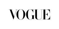 A black and white logo for vogue magazine on a white background.