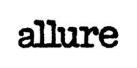 A black and white image of the allure logo on a white background.