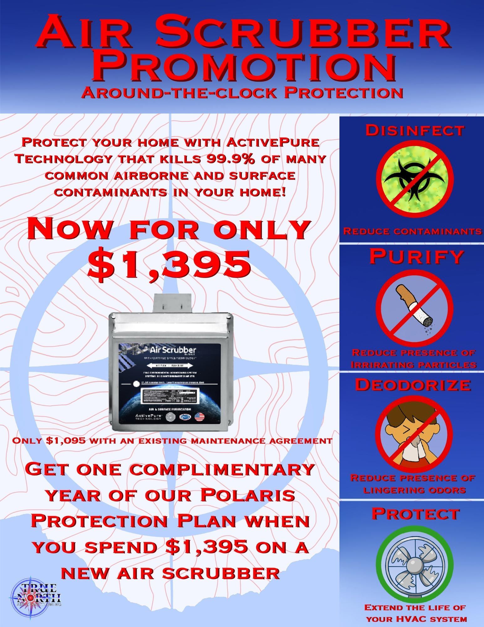 A poster advertising an air scrubber for $ 1,395