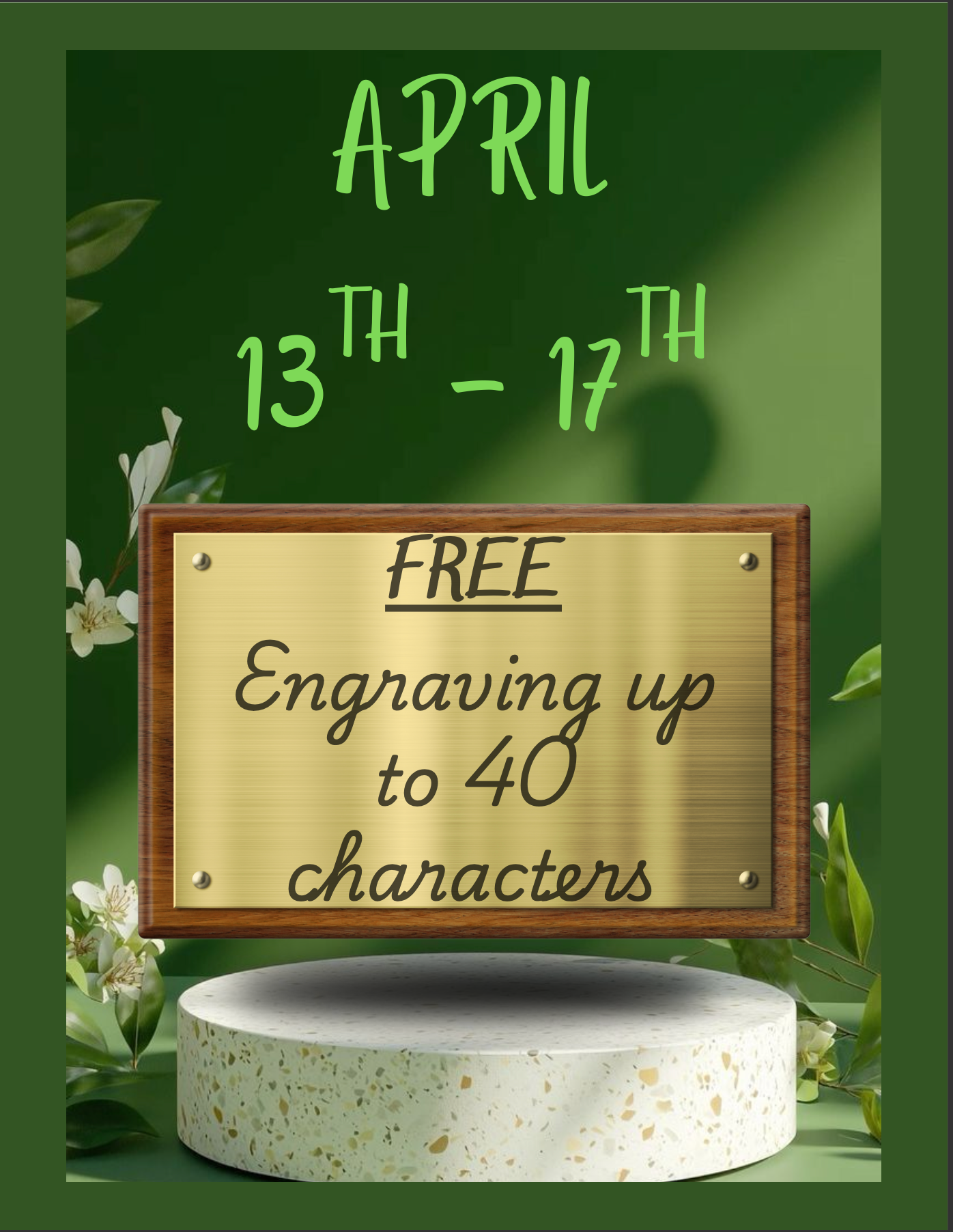 Ad for football medals and trophies, 20% off. Football on field, stadium background.