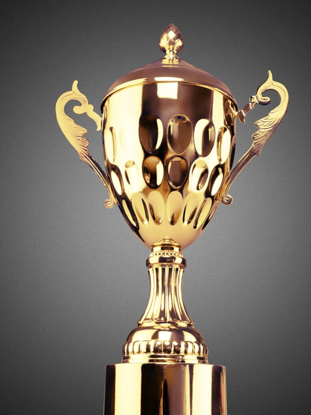 April's promo flyer: Discounts on trophies and medals, April 1-31. Text on a black background.