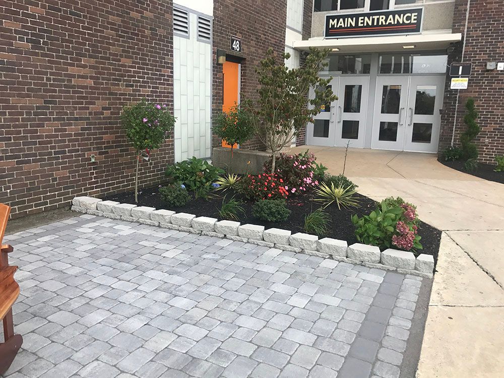 A concrete driveway.